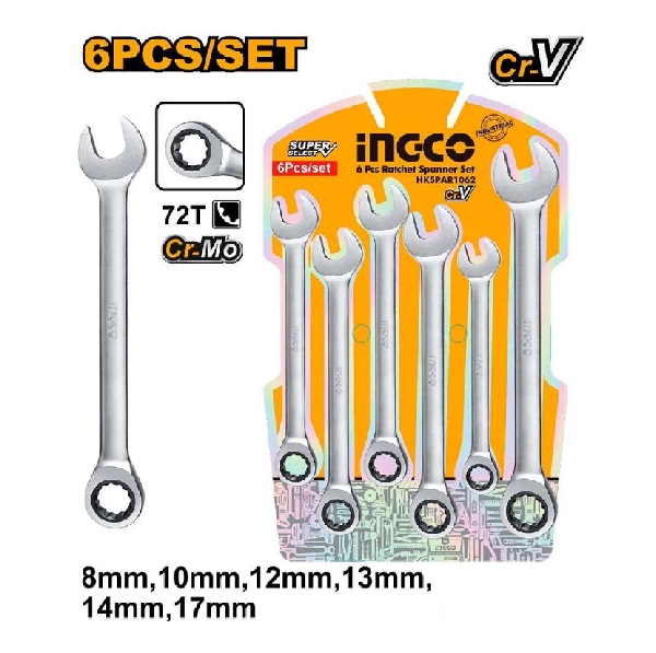 Set of 6 INGCO Wrench (CrMO) - HKSPAR1062