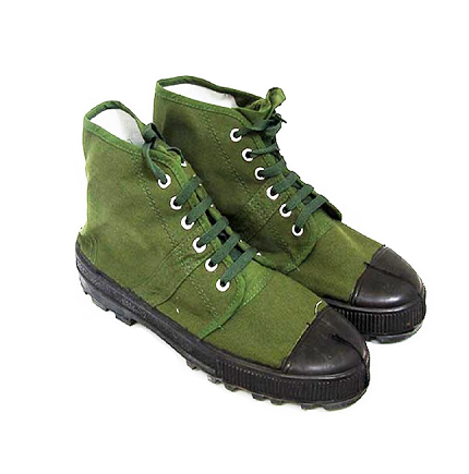 Military-style high-top canvas shoes