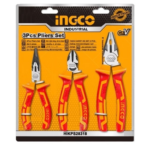 Set of 3 Electrical Pliers, Cutting pliers, Pointed pliers with Insulation INGCO - HIKPS28318