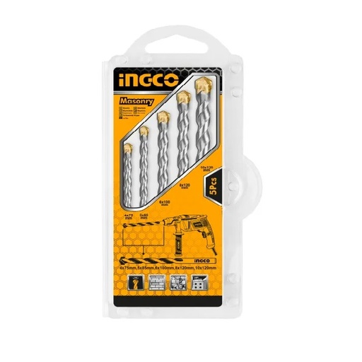 Set of 5 INGCO smooth-tail concrete drill bits - AKDB3055