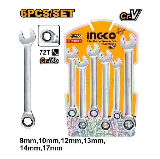 Set of 6 INGCO Wrench (CrMO) - HKSPAR1062