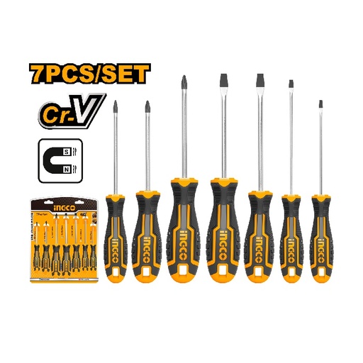 Set of 7 Screwdriver Magnetic Screwdrivers INGCO - HKSD0728