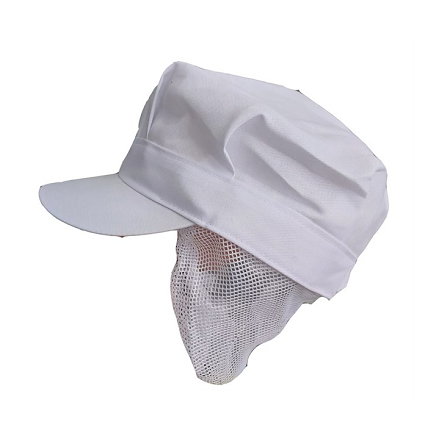 Fabric cap with visor and hair net