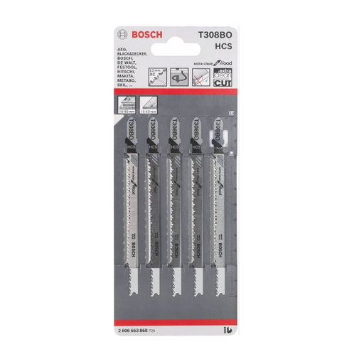 Saw blades for jig saw T 308 BO - Wood (set of 5 blades) Bosch - 2608663868