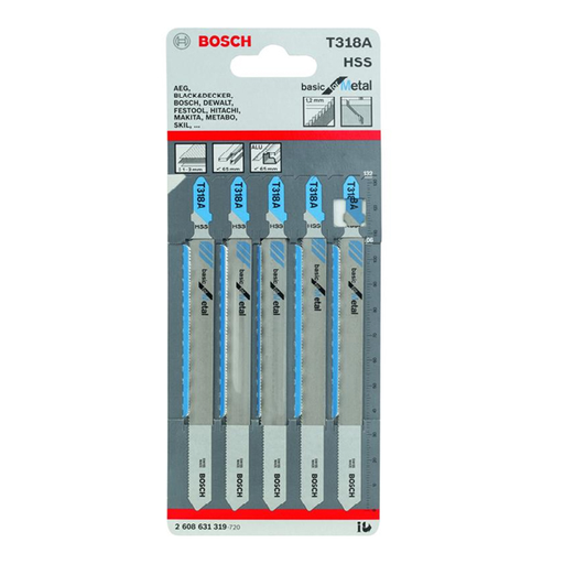 Saw blades for jig saw T 318 A - Iron (set of 5 blades) Bosch - 2608631319