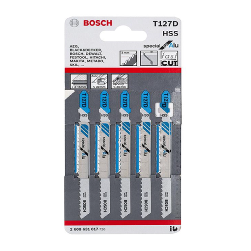 Saw blades for jig saw T 127 D - Inox (set of 5 blades) Bosch - 2608631017